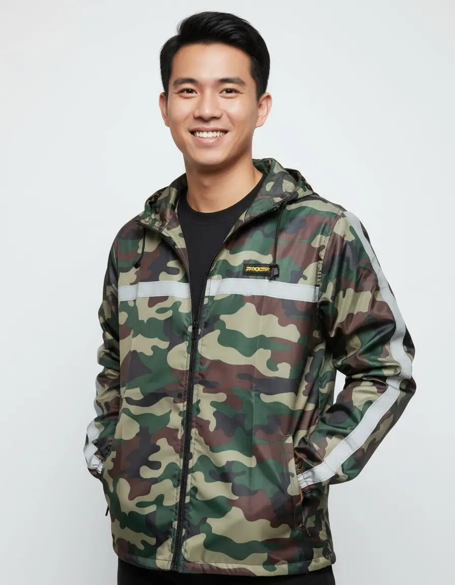 Chaqueta Camuflada Rompevientos Moto Bicicleta Reflectiva