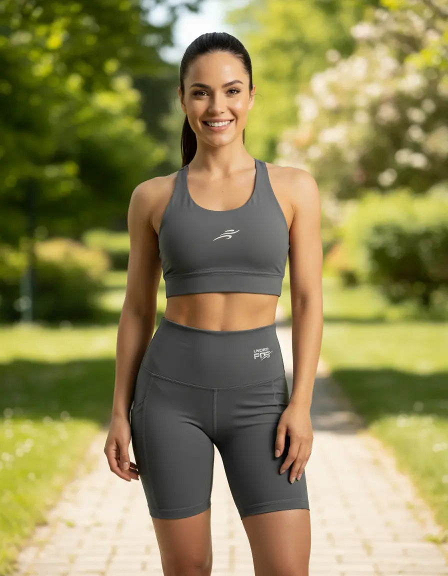 Conjunto Deportivo De Yoga Con Bolsillo En Short Nylon