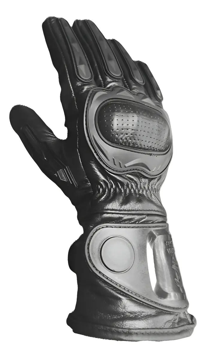 Guantes 100% Cuero Para Moto Caña Larga Con Protecciones