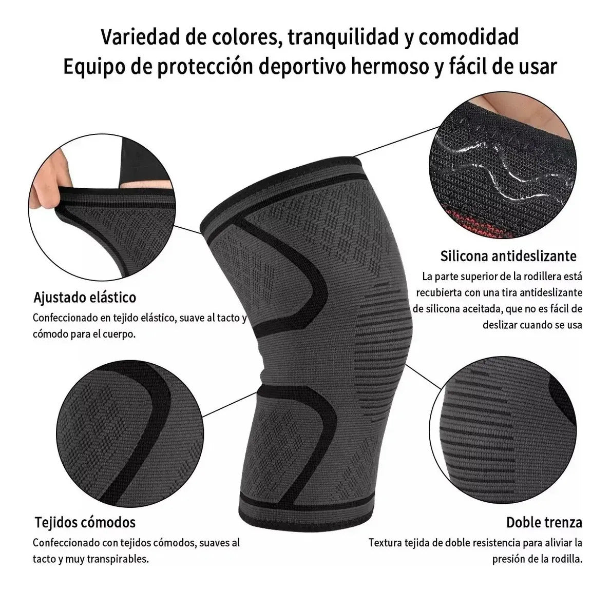 Kit X2 Rodilleras Elástica Compresión Deportiva Ortopédica