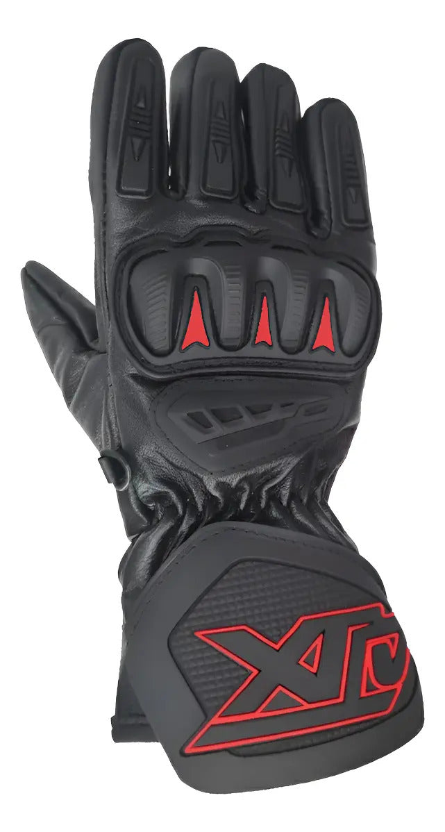 Guantes 100% Cuero Para Moto Caña Larga Con Limpiavisor