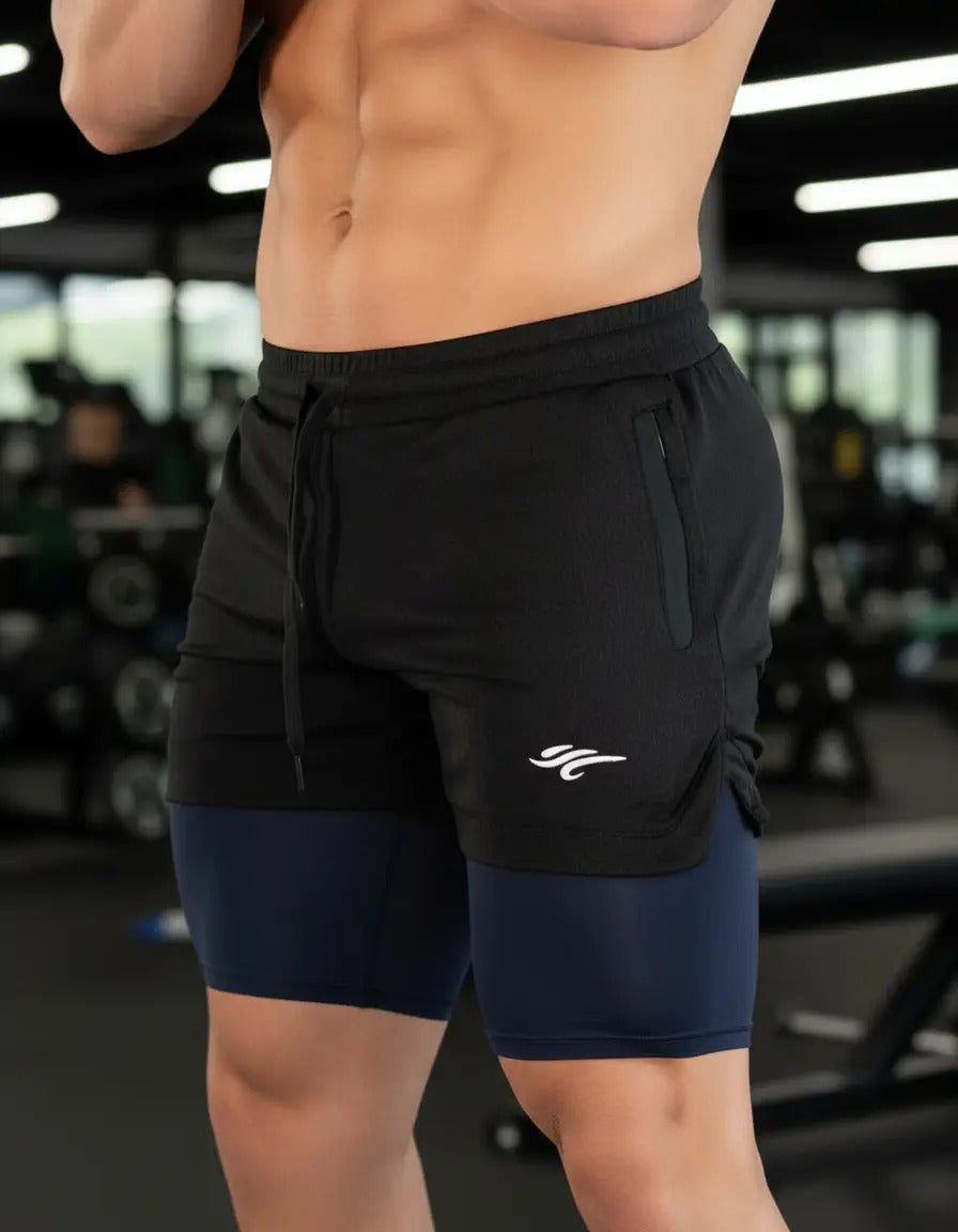 Pantaloneta Con Licra Interna Corta Gym Short  Media Pierna