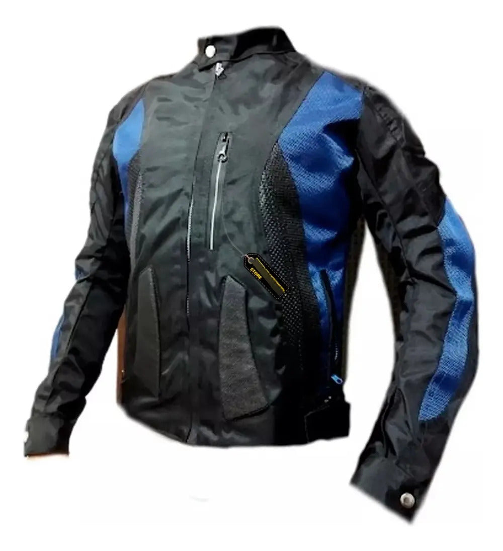 Chaqueta Protecciones Y Reflectiva Lona Cuerotex Moto Envío