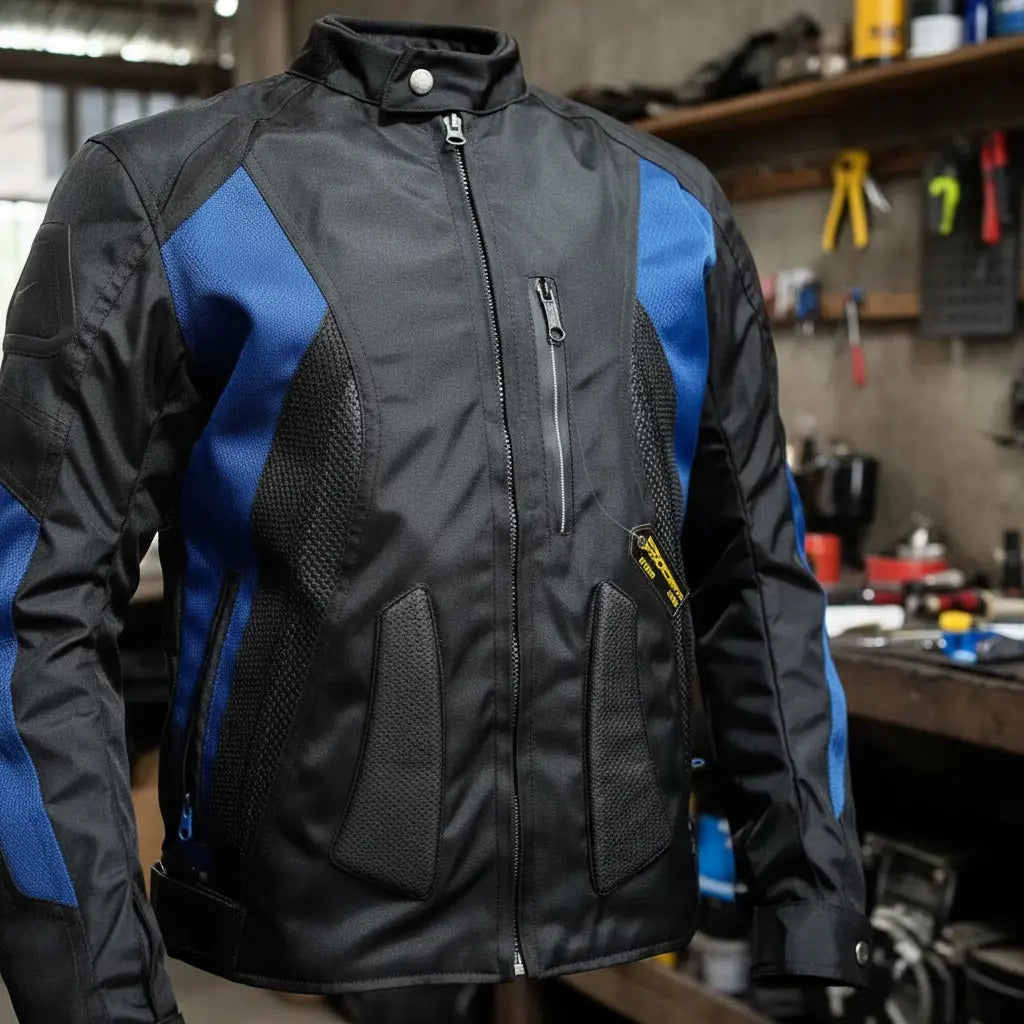 Chaqueta Protecciones Y Reflectiva Lona Cuerotex Moto Envío