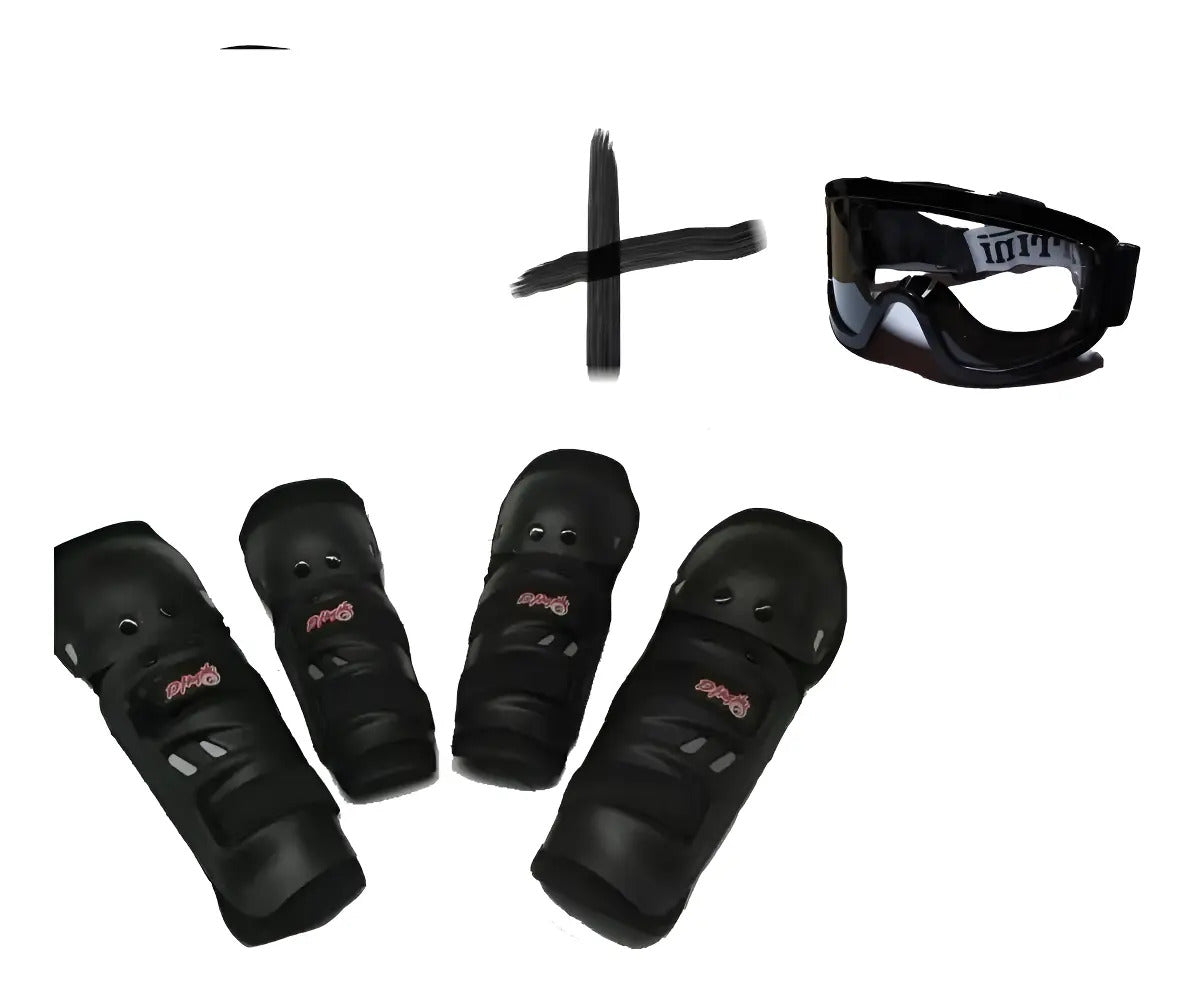 Combo Kit Rodilleras Coderas Proteccion + Gafas Cross