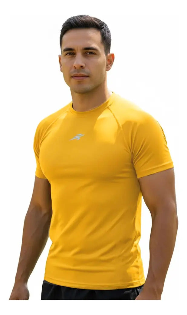 Camiseta Deportiva Slim Fit Manga Corta Gym Lycra Fria Uv