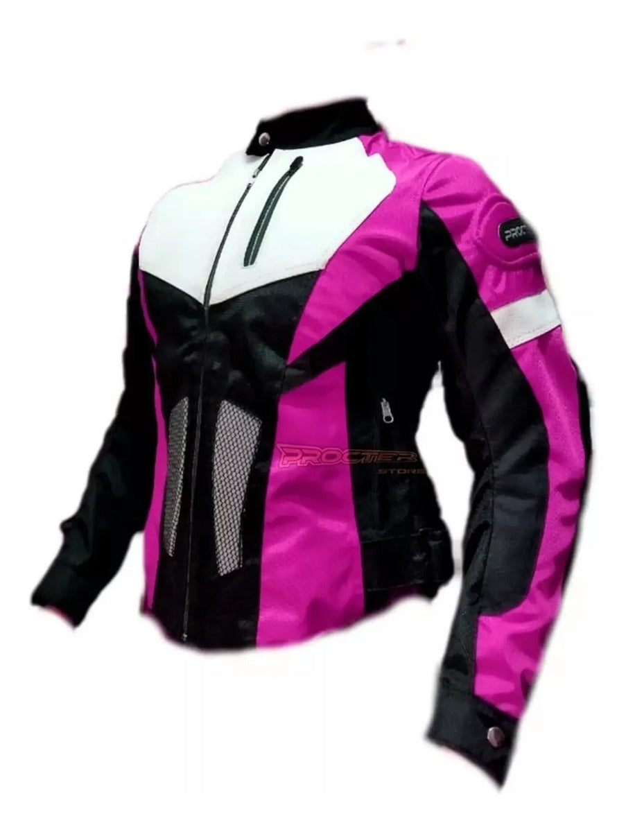 Chaqueta Con Protecciones Y Reflectiva Lona Mujer Moto Dama