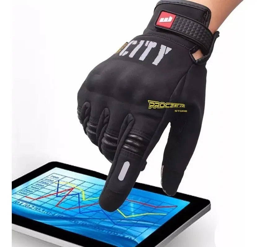 Guantes City Táctiles Termicos Con Reflectivo Moto Bici