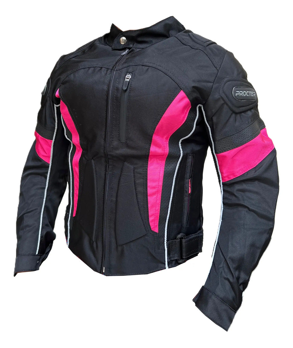 Chaqueta Con Protecciones Y Reflectiva Lona Mujer Moto Dama