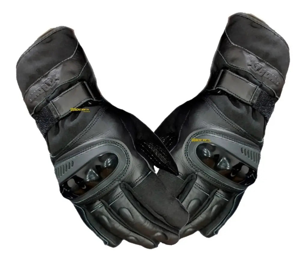 Guantes Cuero Moto Protección Térmico Impermeable Caña Larga