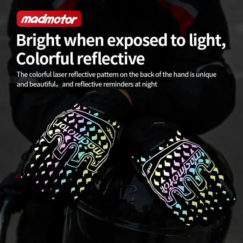 Guantes Madmotor Mt-40 Reflectivos Y Protección En Nudillos