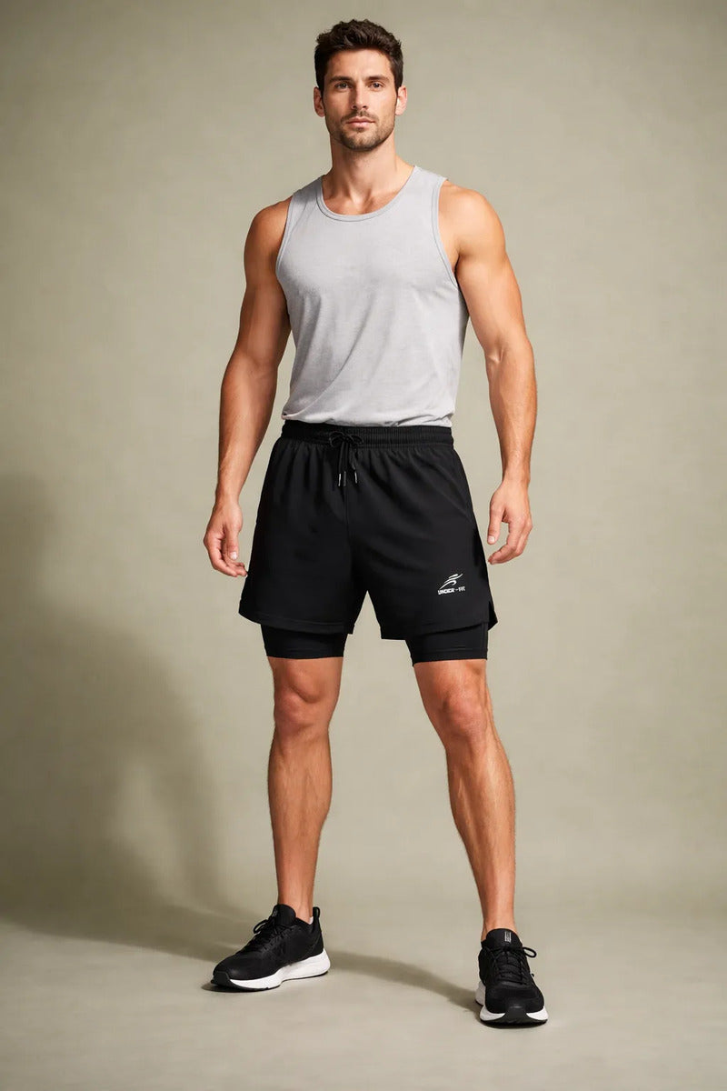 Pantaloneta Running Hombre Con Licra Interna Fit