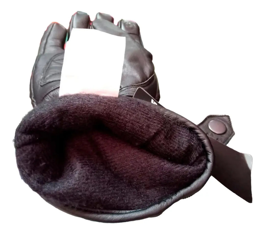 Guantes 100% Cuero Caña Larga Térmico Impermeable Cafe Racer