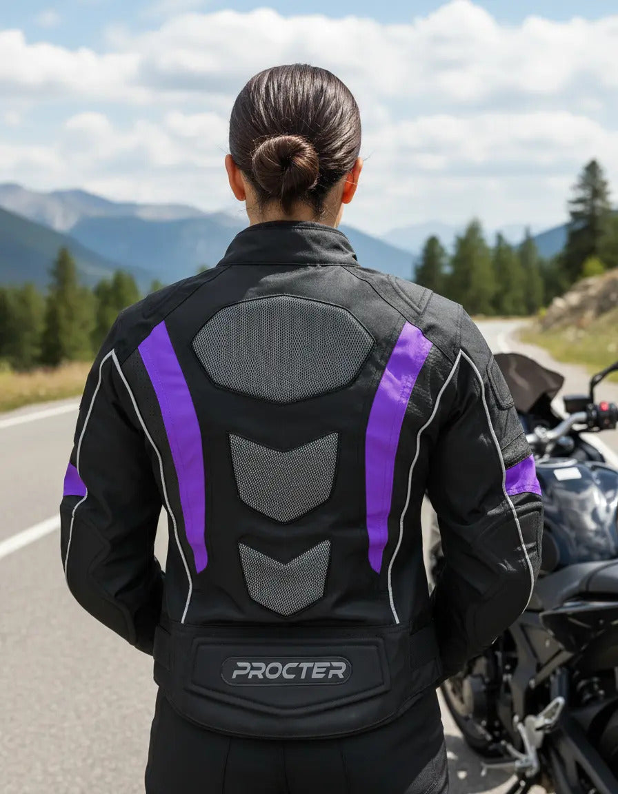 Chaqueta Con Protecciones Y Reflectiva Lona Mujer Moto Dama