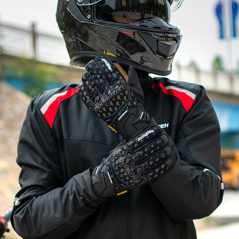 Guantes Madmotor Mt-40 Reflectivos Y Protección En Nudillos