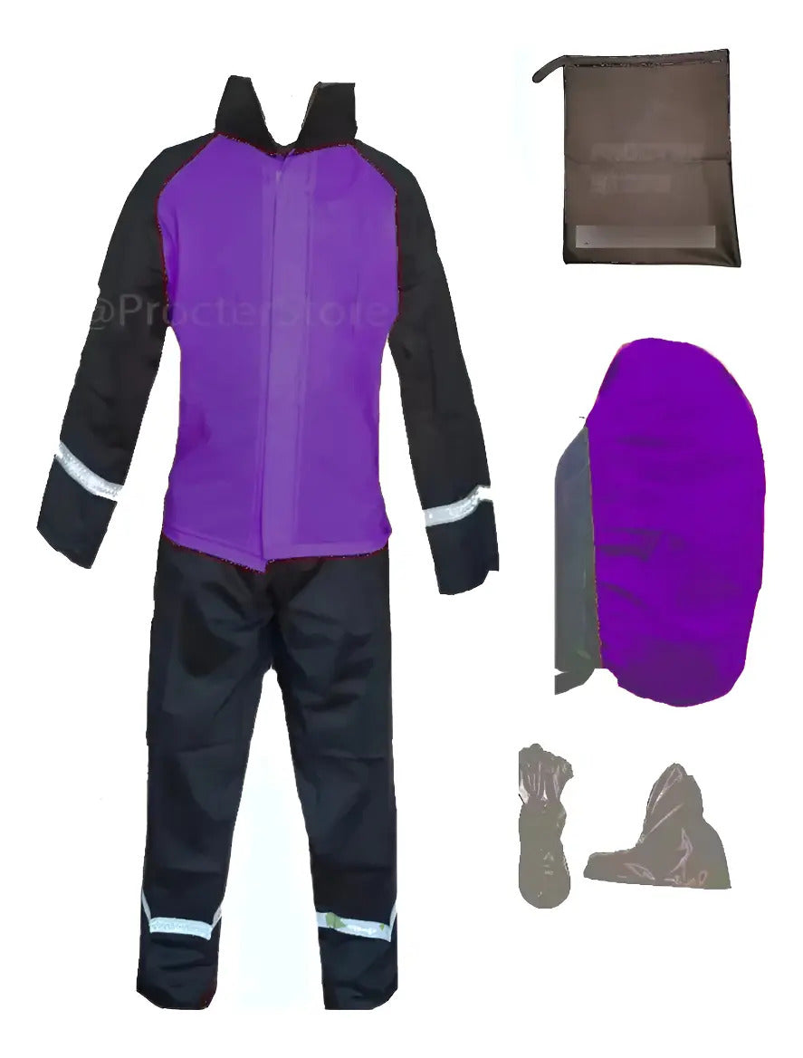 Combo Traje Impermeable 4 Piezas Dama + Protector De Maleta