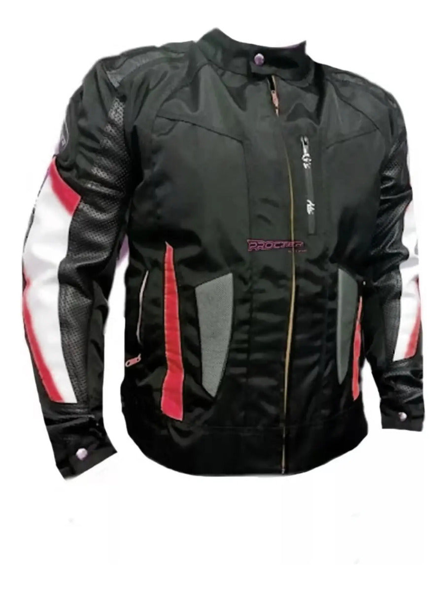 Chaqueta Protecciones Y Reflectiva Lona Cuerotex Moto Envío