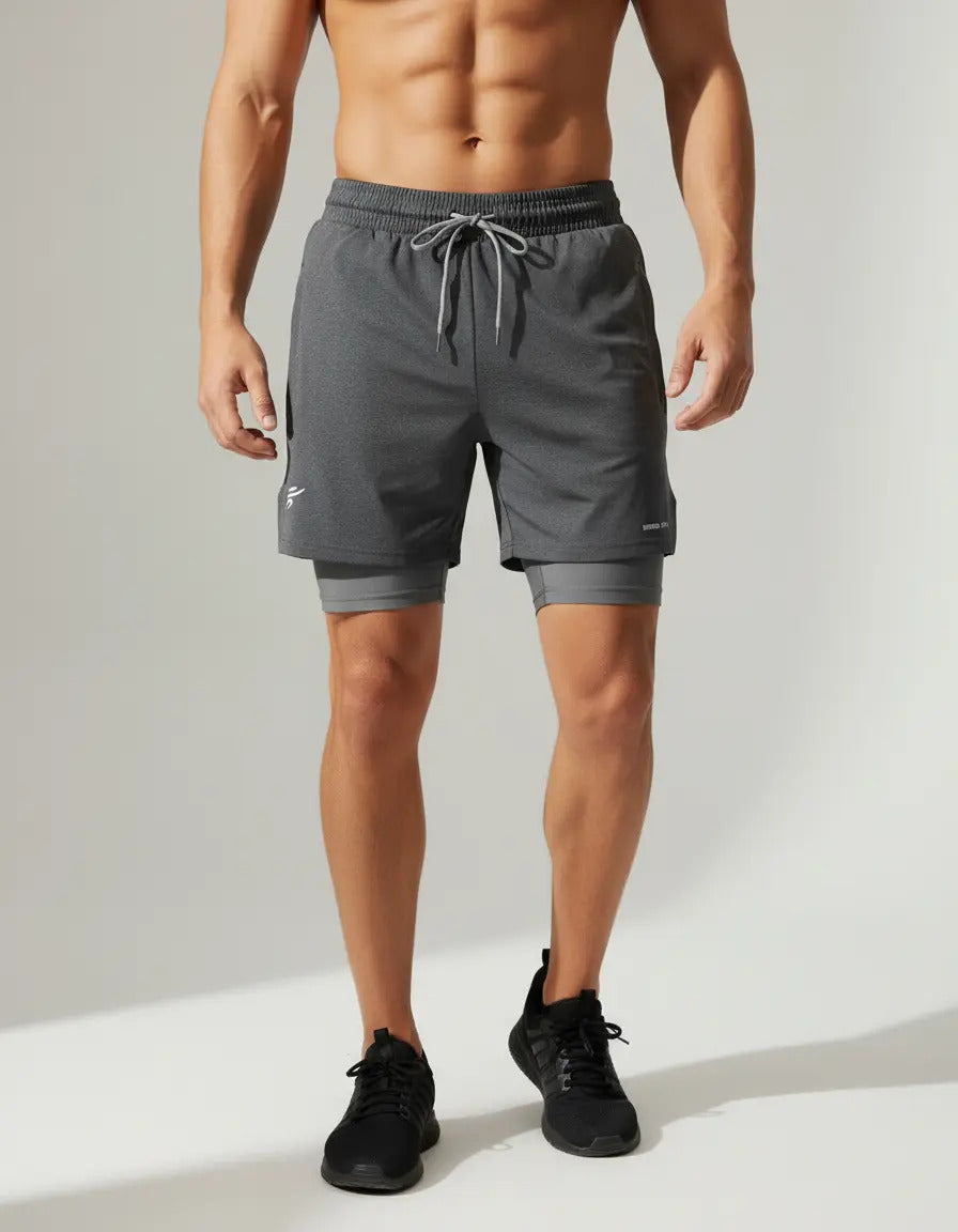 Pantaloneta Con Licra Interna Corta Gym Short  Media Pierna