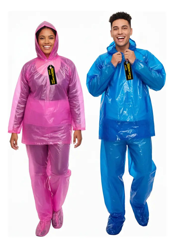 Impermeable Plastico Conjunto De Tres Piezas Con Capota