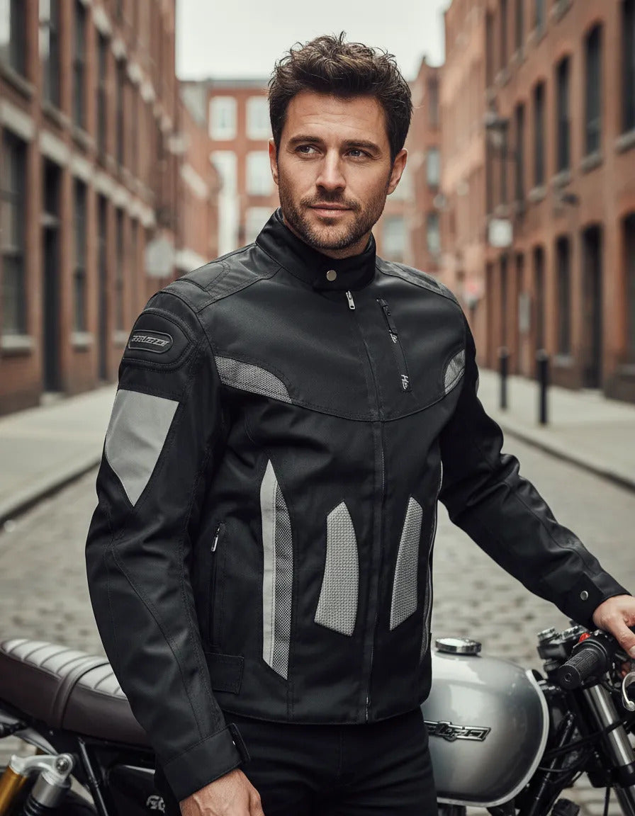 Chaqueta Protecciones Y Reflectiva Lona Cuerotex Moto Envío
