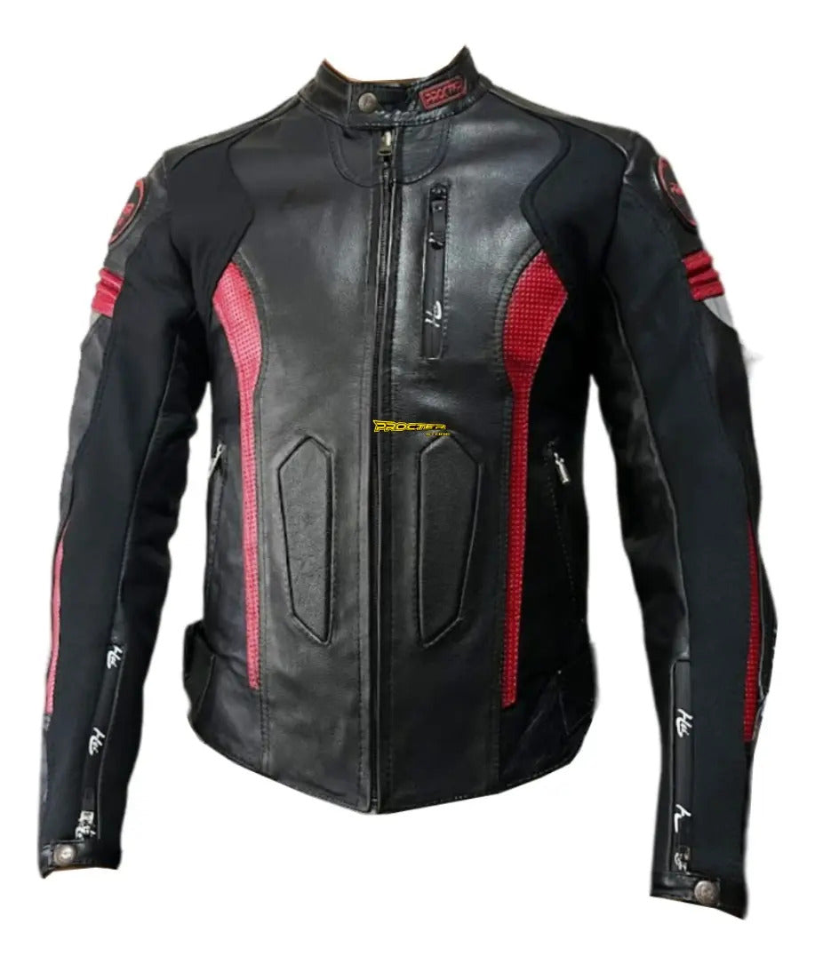 Chaqueta 100% Cuero Protección Reflectiva Moto Fabricación