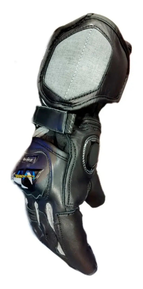 Guantes Cuero Moto Caña Larga Con Protección Palma Táctil