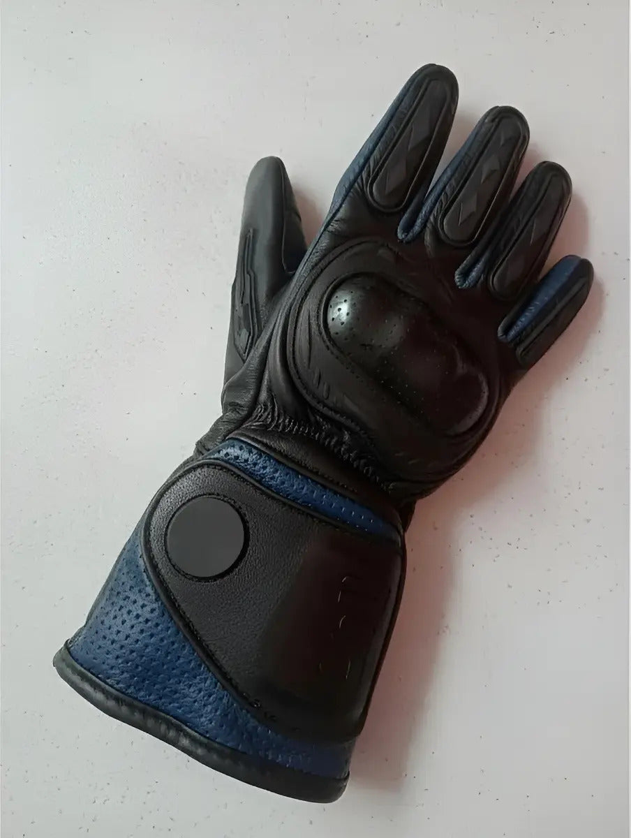 Guantes 100% Cuero Para Moto Caña Larga Con Protecciones