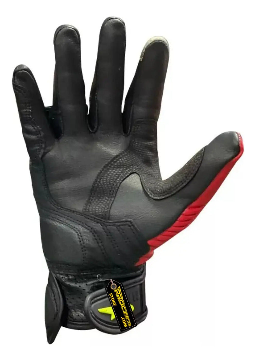 Guantes Cuero Deportivos Caña Media Para Motociclistas