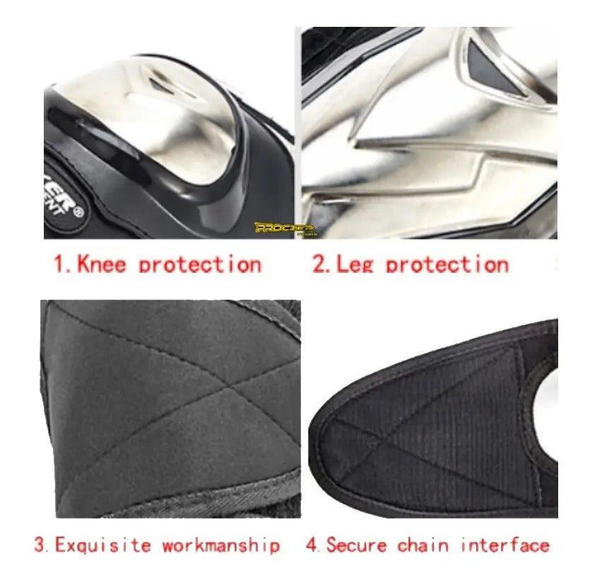 Rodilleras Canilleras Metalizada Con Coderas Kit Proteccion