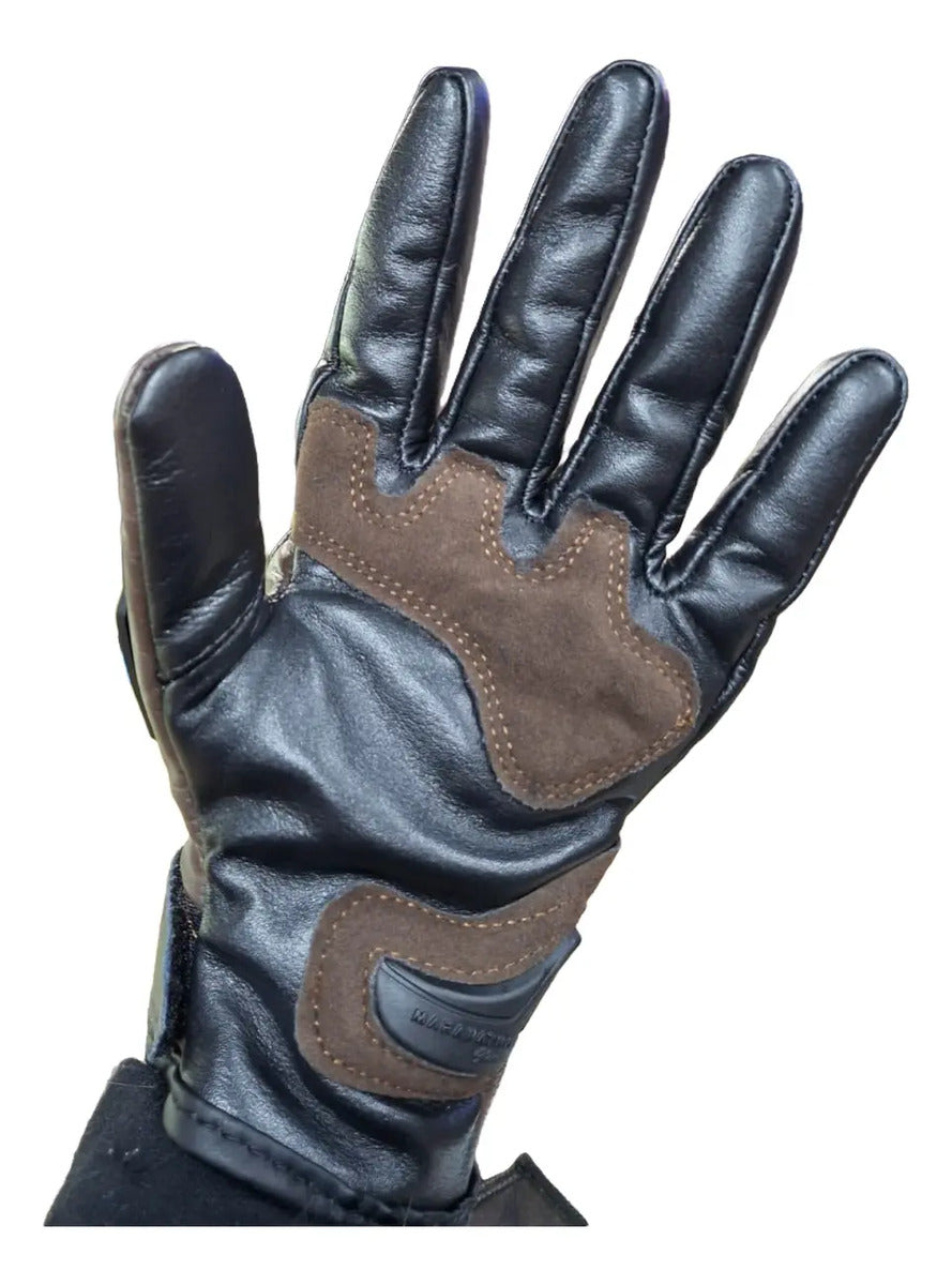 Guantes 100% Cuero Para Moto Con Protecciones Y Térmicos