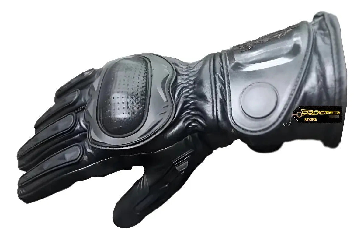 Guantes 100% Cuero Para Moto Caña Larga Con Protecciones