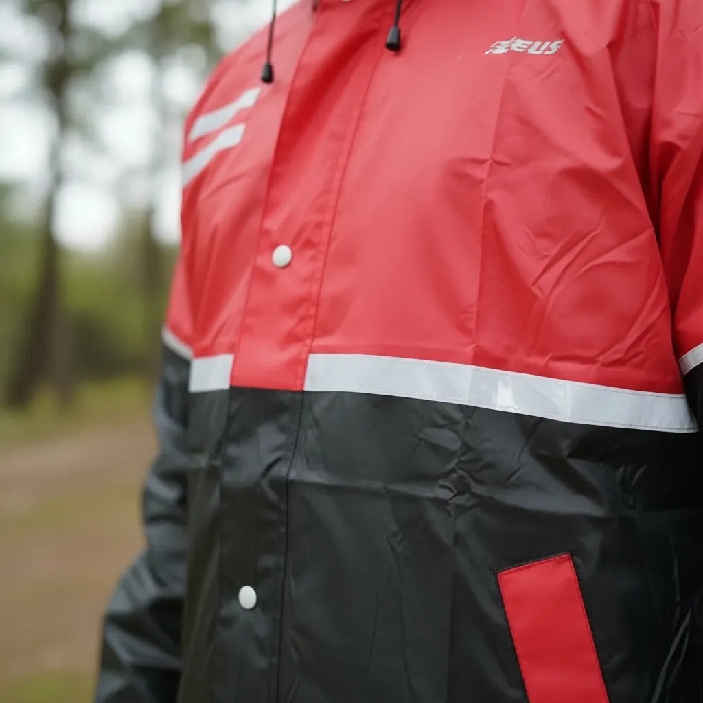 Impermeable Para Motociclista Con Capota Y Bolsillos