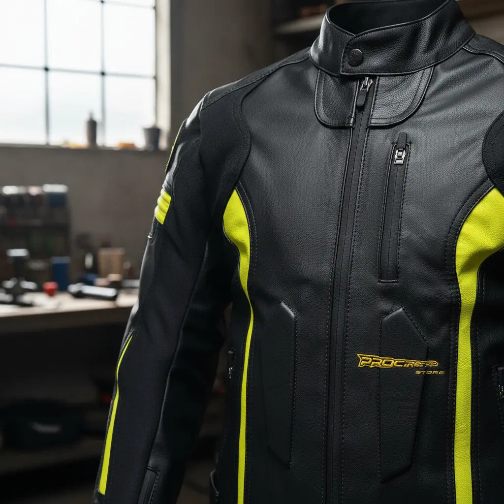 Chaqueta De Protecciones Removibles Cuero Tex Moto