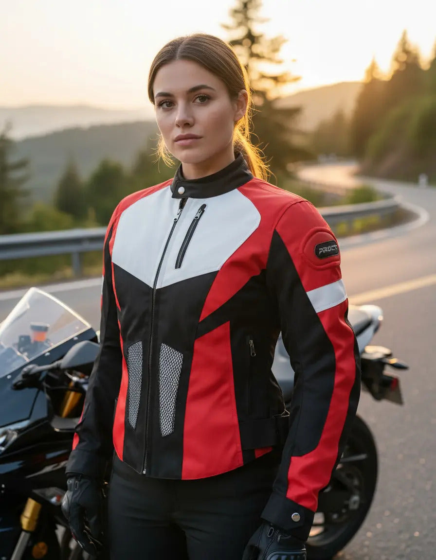Chaqueta Con Protecciones Y Reflectiva Lona Mujer Moto Dama