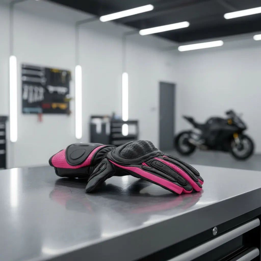 Guantes 100% Cuero Para Moto Caña Larga Con Protecciones