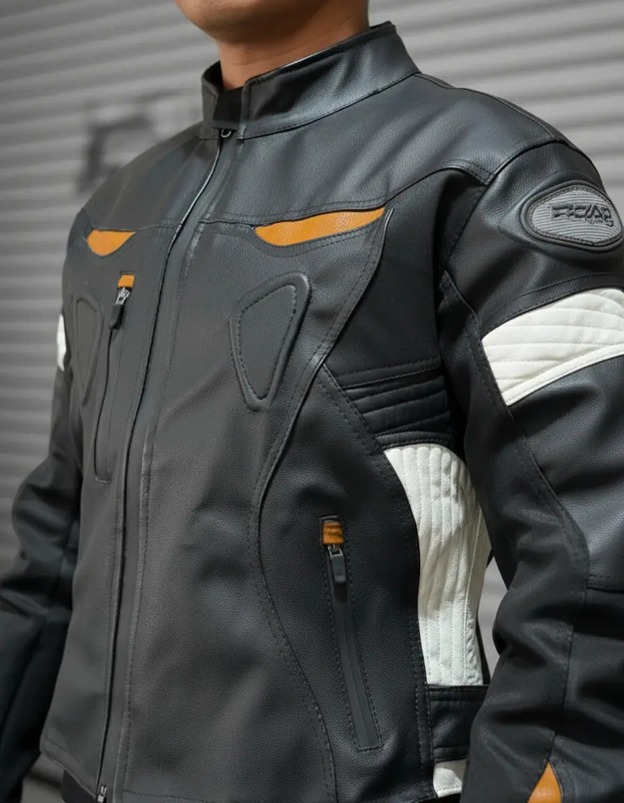 Chaqueta De Protecciones Removibles Cuero Tex Moto