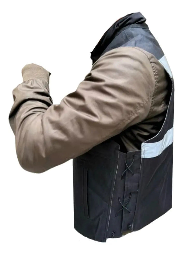 Chaleco Para Moto Reflectivo En Lona Con Bolsillos