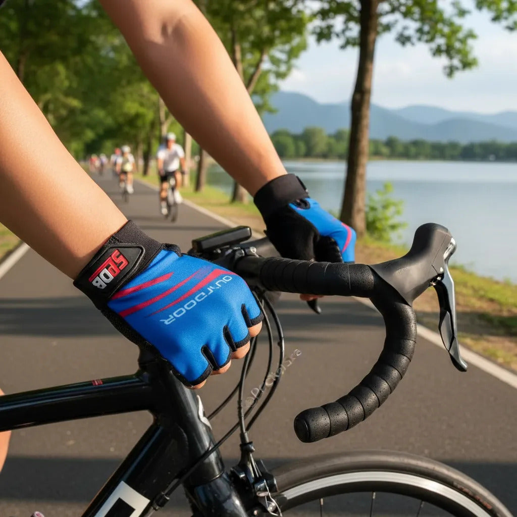 Guantes Cortos Medio Dedo Palma Antideslizante Ciclismo