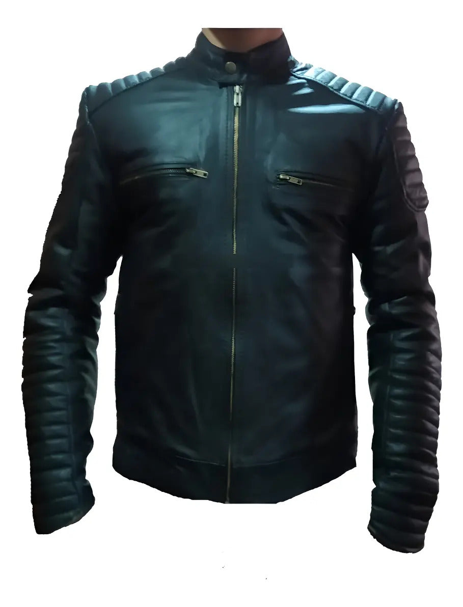 Chaqueta En Cuero Con Protecciones Removible Doble Proposito