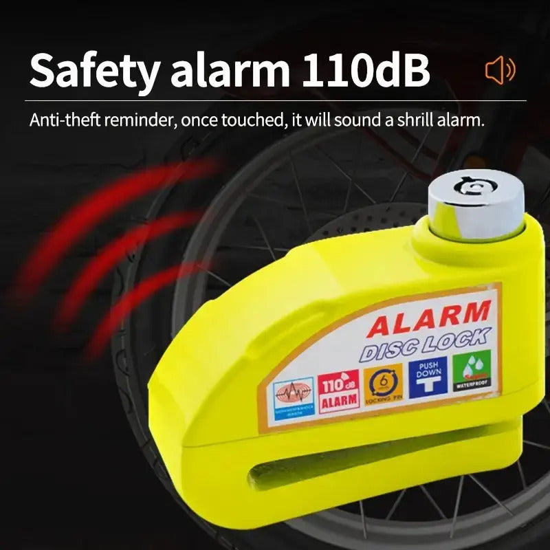Candado Freno De Disco Con Alarma Para Moto O Bicicleta Inox