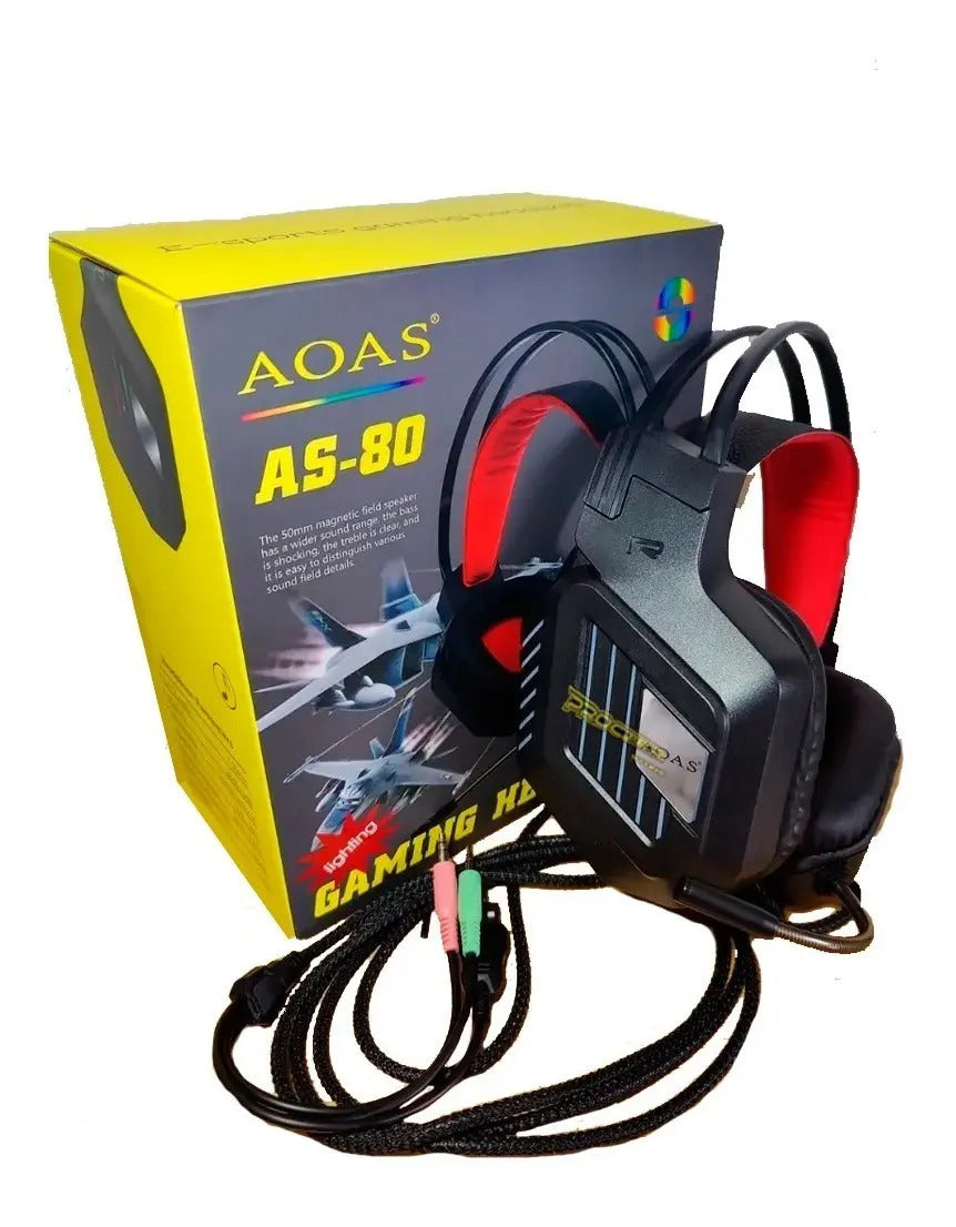 Audifonos Con Microfono Diadema Gamer As 80 Rgb Iluminado