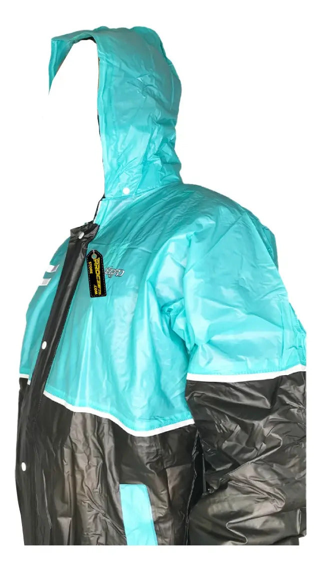 Impermeable Para Motociclista Con Capota Y Bolsillos