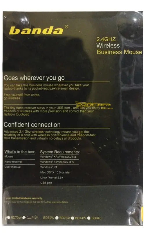 Mouse Inalámbrico Compacto Banda 71w Negro