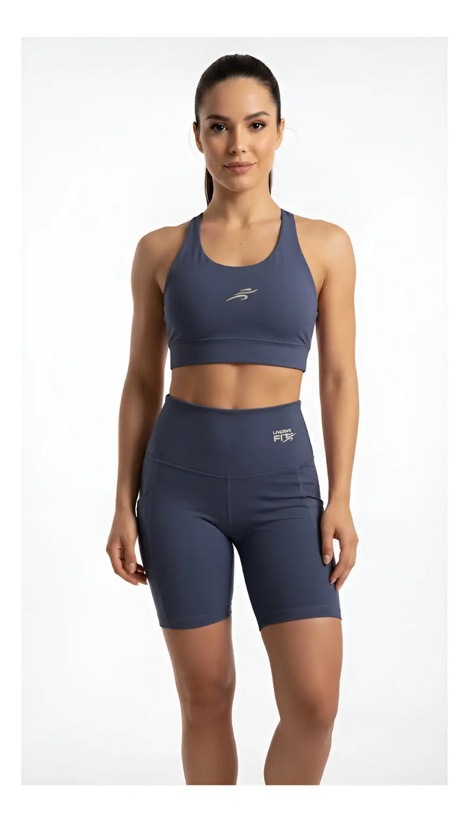 Conjunto Deportivo De Yoga Con Bolsillo En Short Nylon