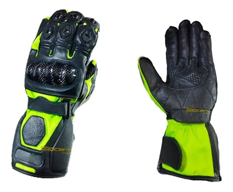 Guantes Cuero Moto Caña Larga Con Protección Certificados