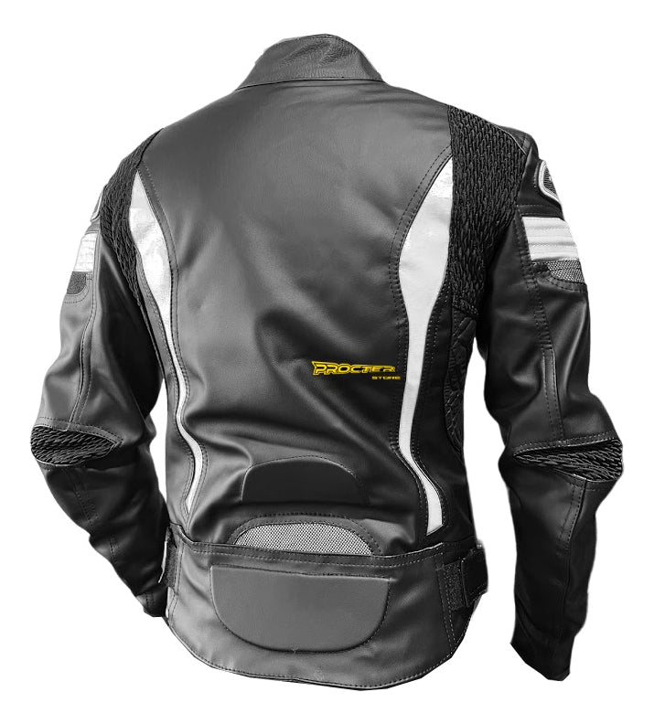 Chaqueta De Protecciones Removibles Cuero Tex Moto
