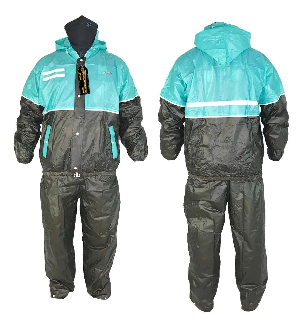 Impermeable Para Motociclista Con Capota Y Bolsillos