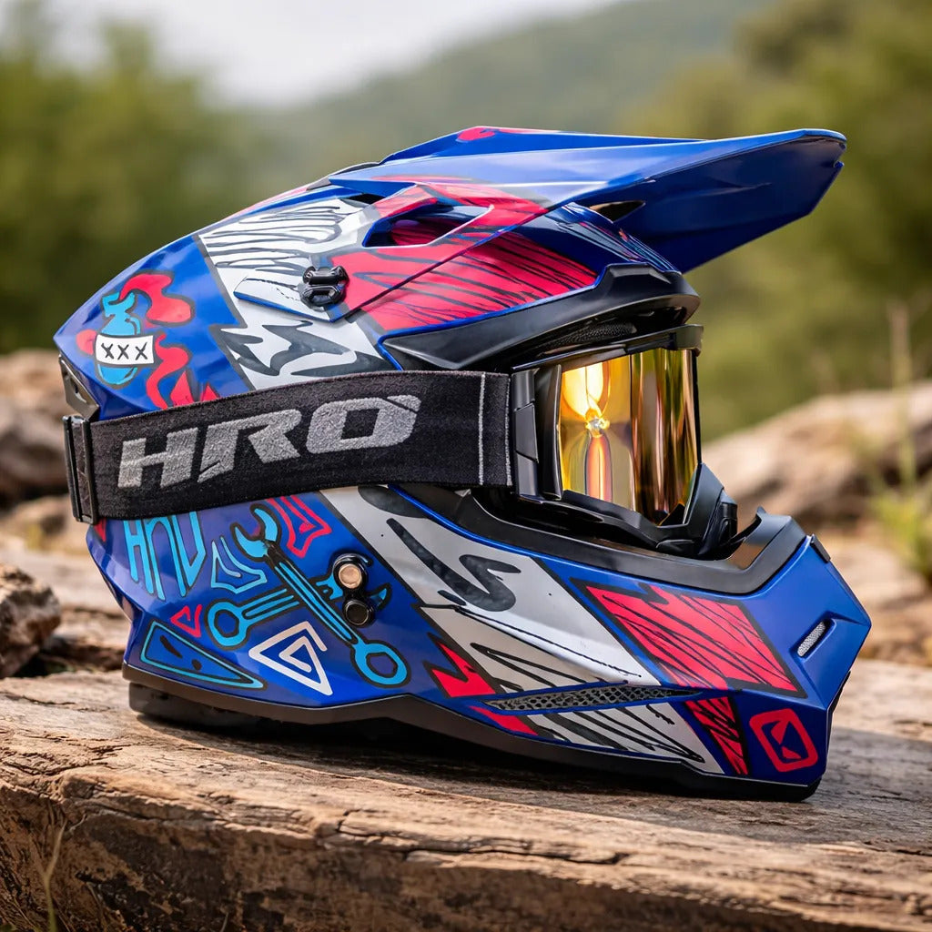 Casco Tipo Cross Marca Hro Mx03 Certificación Dot Con Gafas