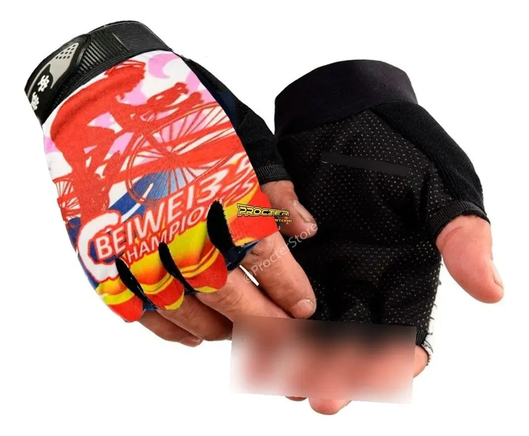 Guantes Cortos Medio Dedo Palma Antideslizante Ciclismo