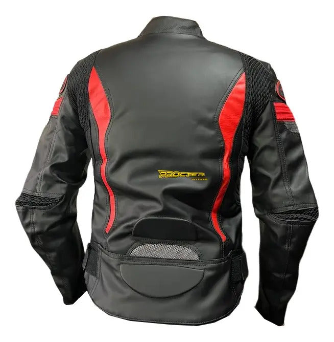 Chaqueta De Protecciones Removibles Cuero Tex Moto